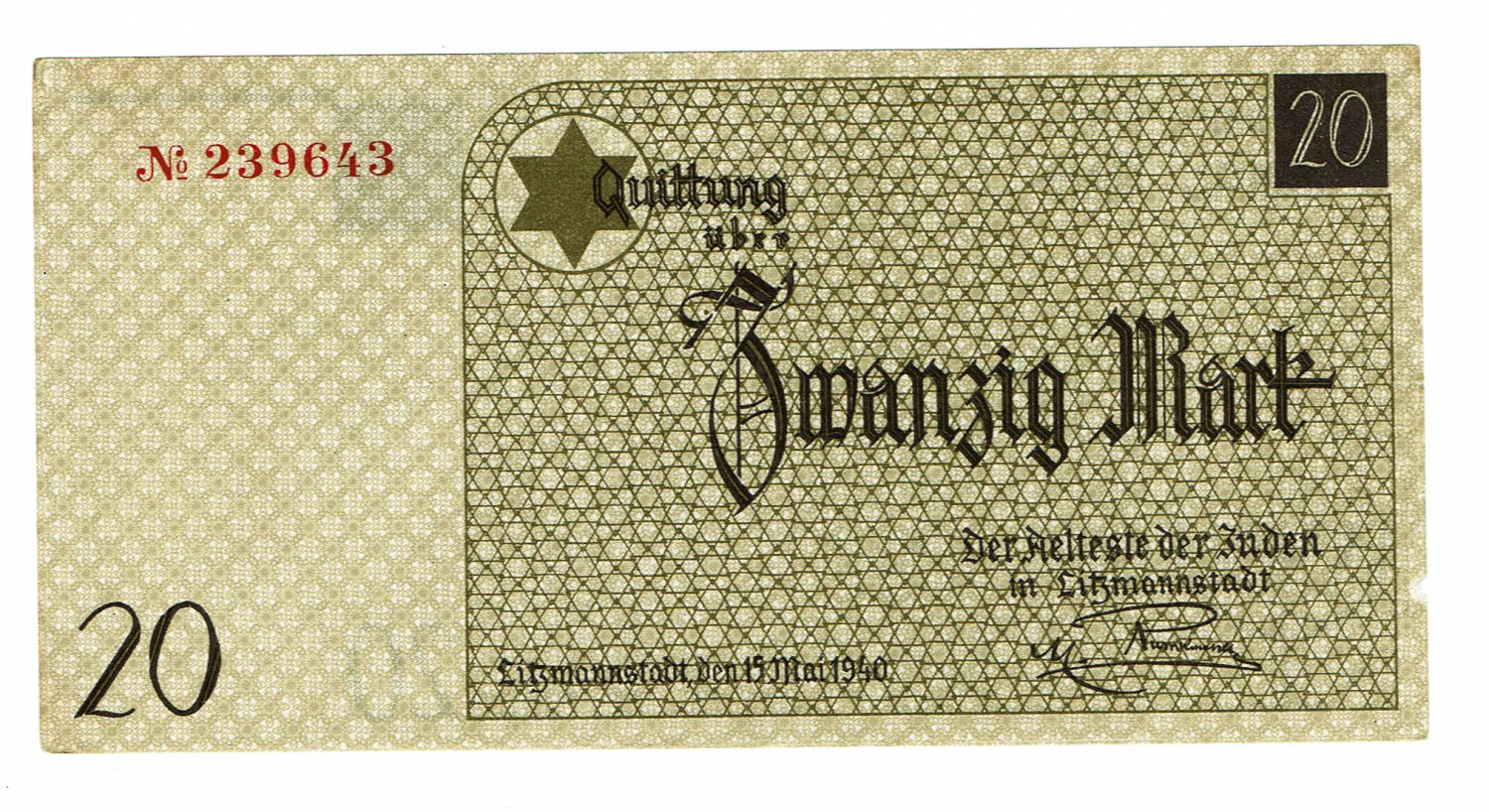 Poland - 20 mark 1940 - EF-AU - Ghetto Lodz - 1 0