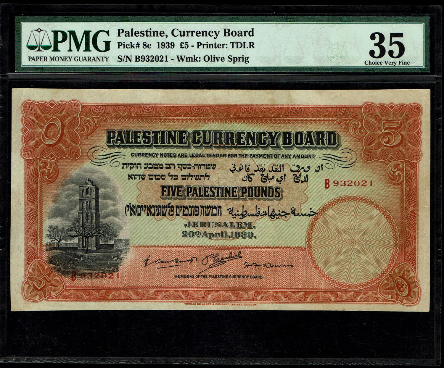 Palestine - 5 pounds 1939 - PMG 35 - Prefix B
High level banknote and much above the average level ... - 1 0