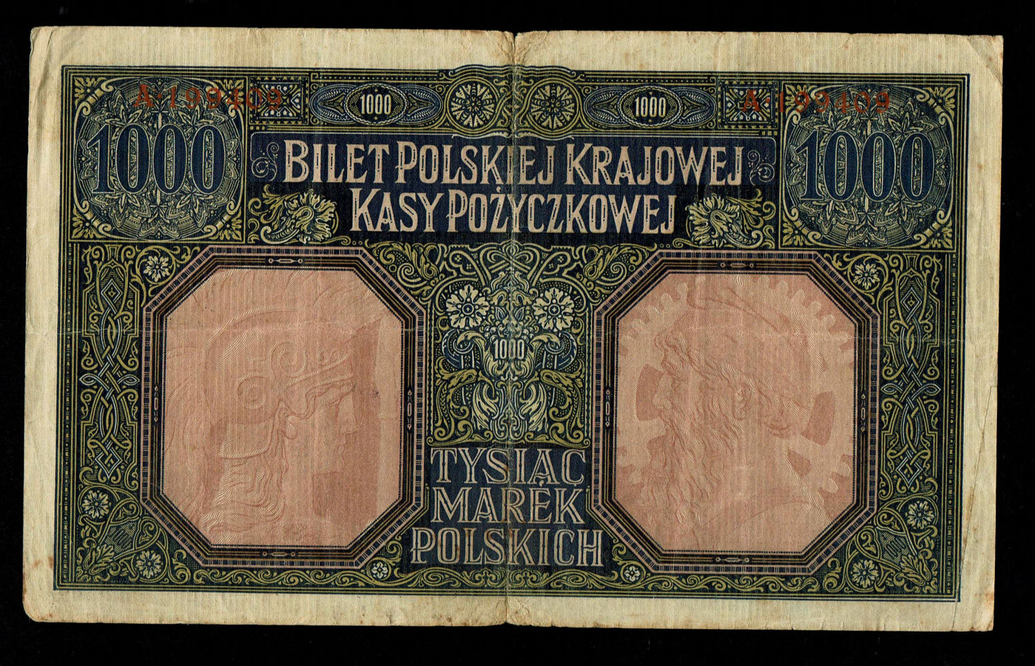 Poland - 1000 Marks 1916 - World War I, German occupation of Poland
The marka was the unit of ... - 1 1