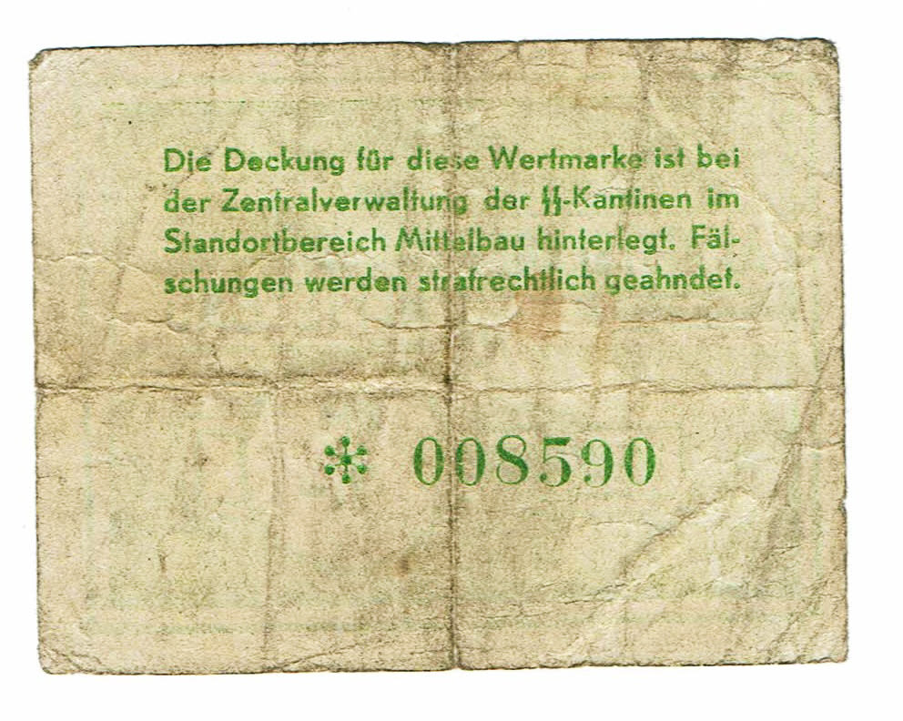 Germany - 1.0 reichsmark 1943 - Mittelbau labor camp - VF - 1 1