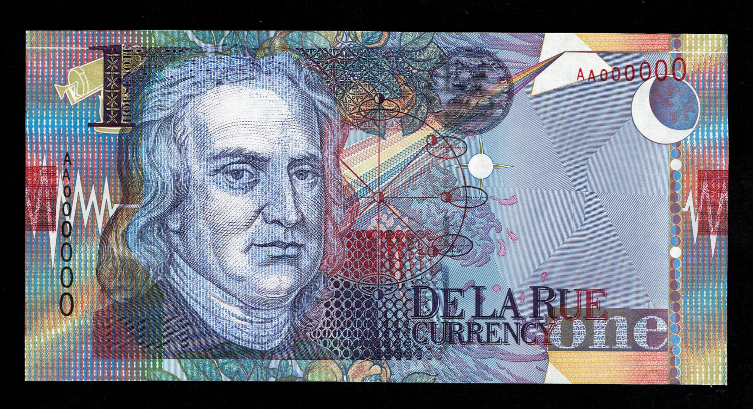 De La Rue Banknote, Commemorative note - Isaac Newton, Space
One side adorned by an ... - 1 0