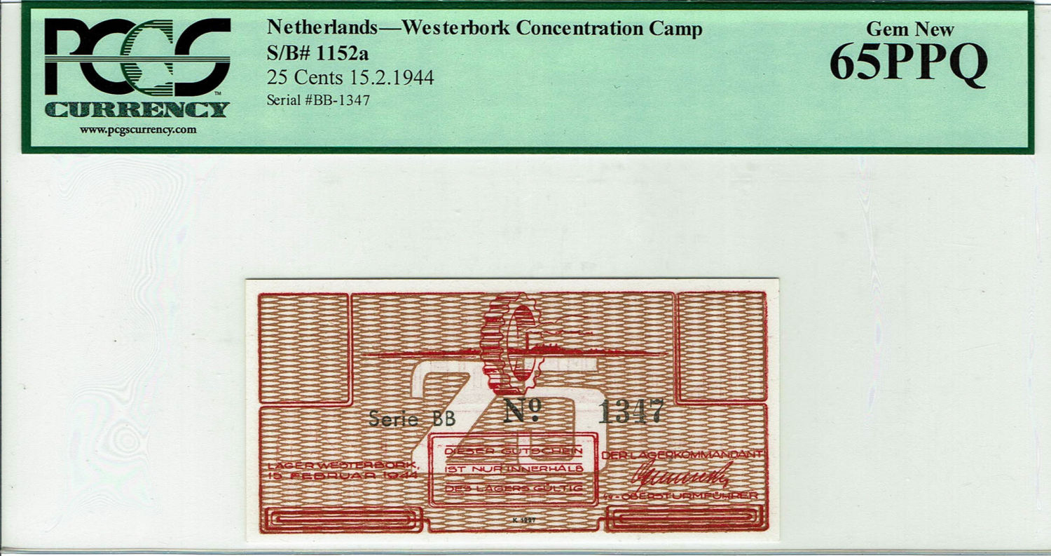 Netherlands - 25 cents 1944 - PCGS 65 PPQ - Westerbork camp - 1 0