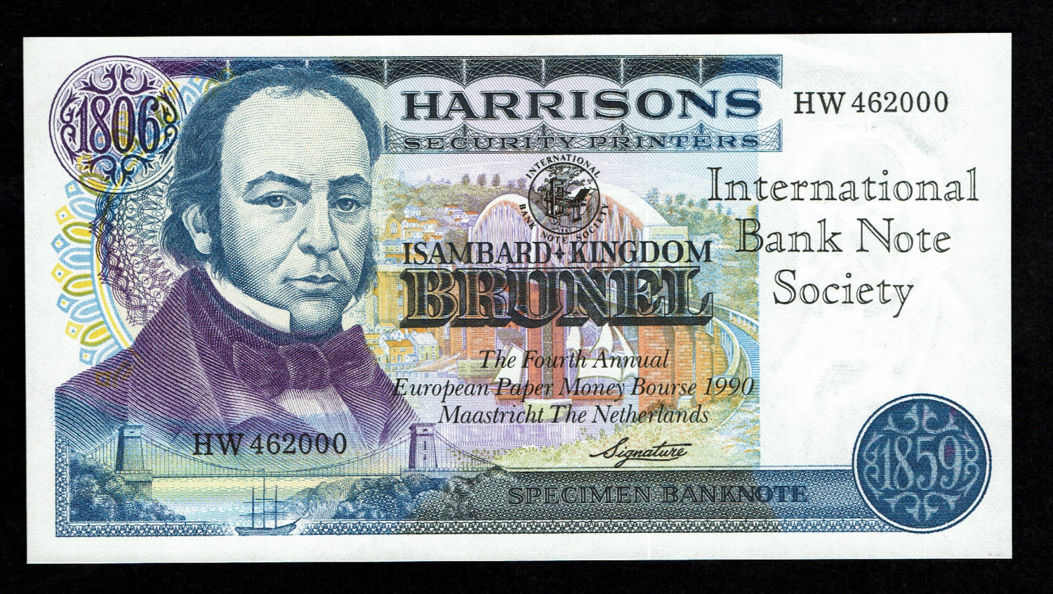 De La Rue Banknote, Specimen Commemorative note - Sir Harrisons IBNS
One side adorned by an image of ... - 1 0