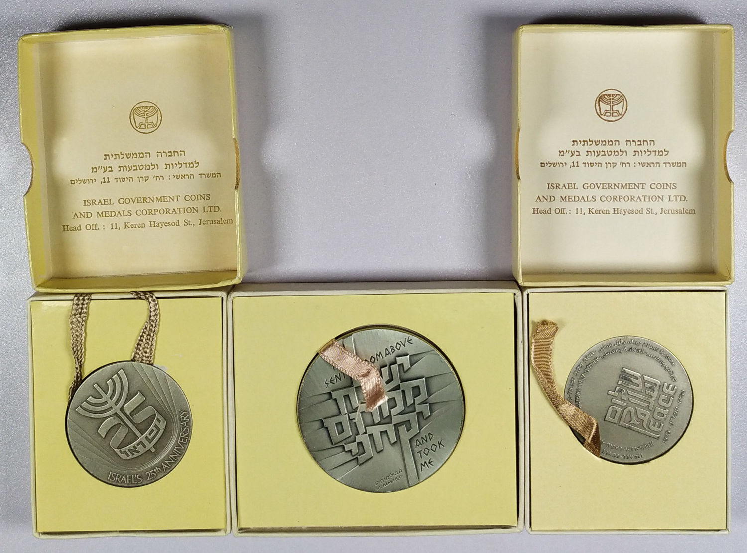 Israel - Lot of 3 silver medals of Israel coins and medals company
