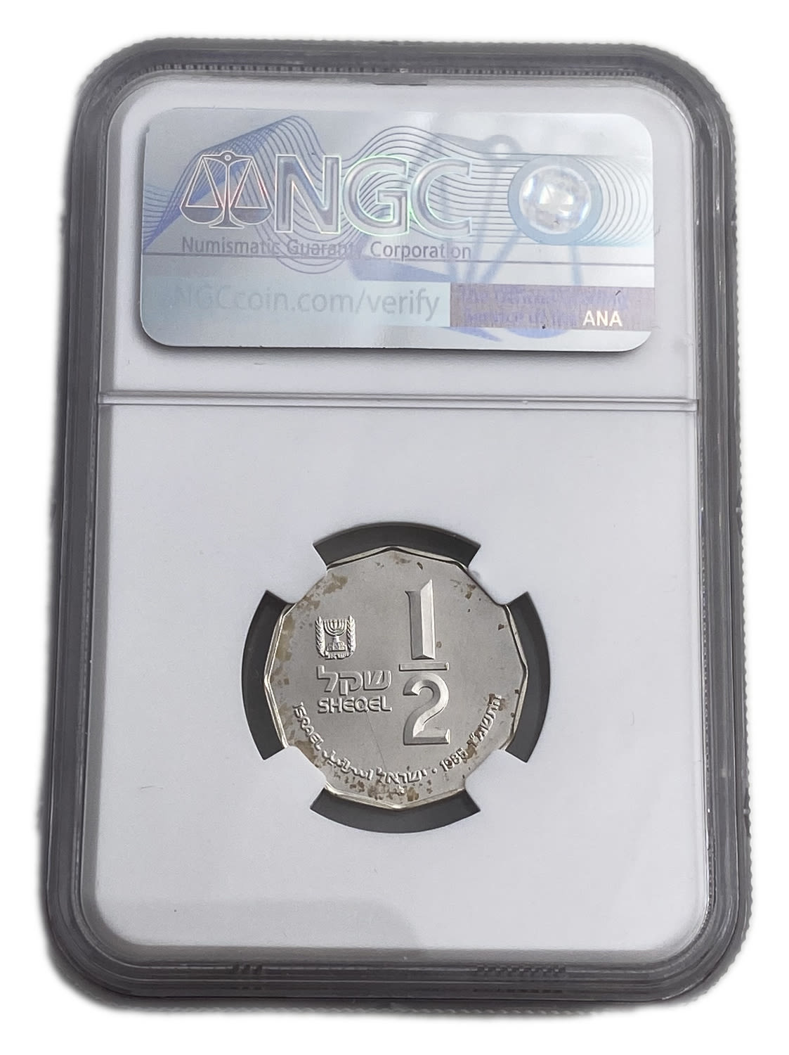 Israel - 1/2 Shekel 1985 - NGC MS 68 - Capernaum
Sites in the Holy Land Coin, 5746/1985
... - 1 3
