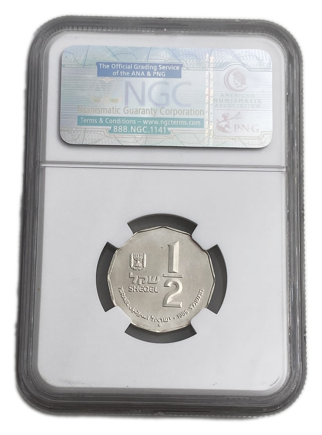 Israel - 1/2 Shekel 1985 - NGC MS 66 - Capernaum
Sites in the Holy Land Coin, 5746/1985
... - 1 3