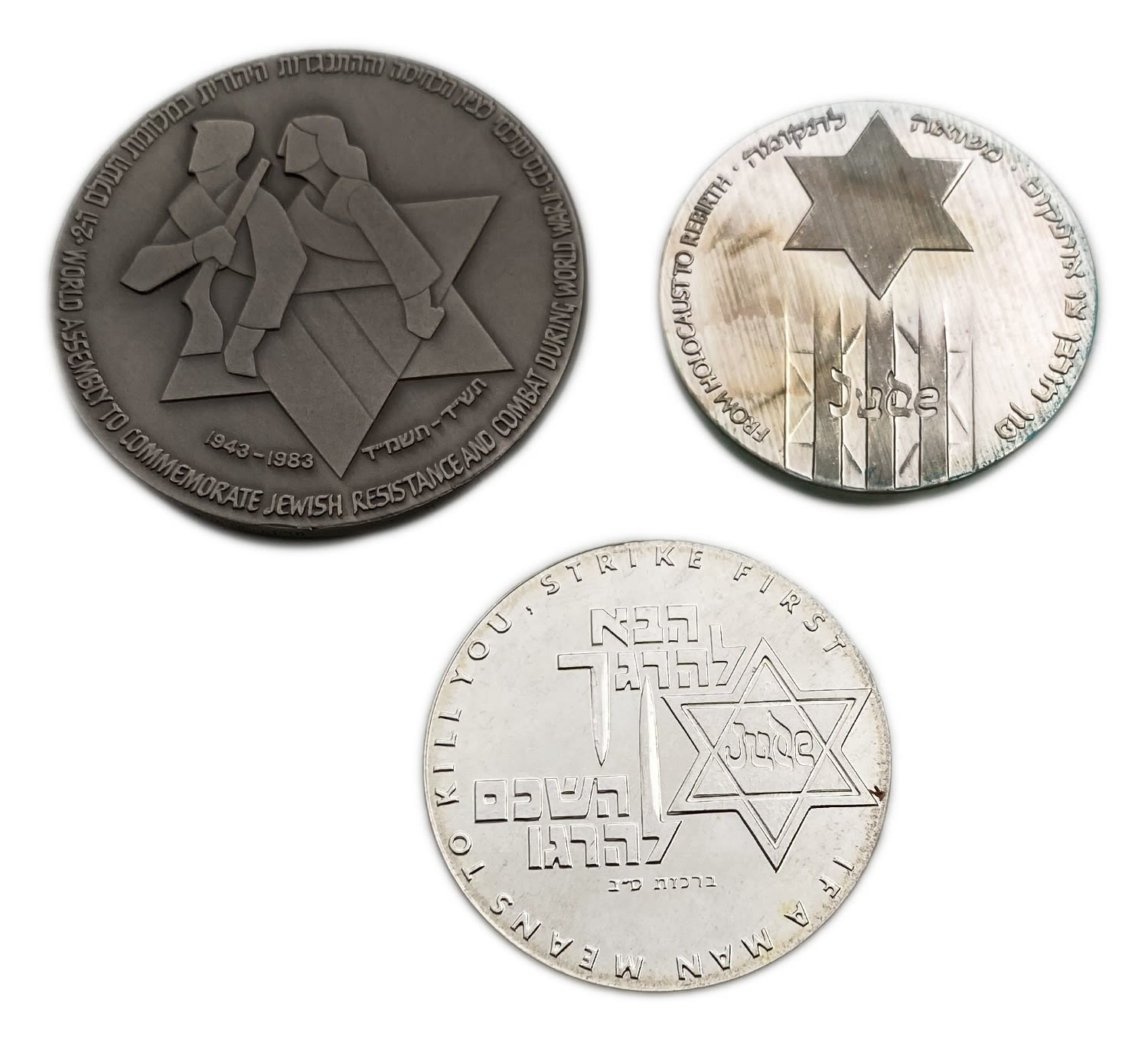 Israel - a collection of 3 different silver medals of the government company for coins and medals - silvertotal ... - 1 0