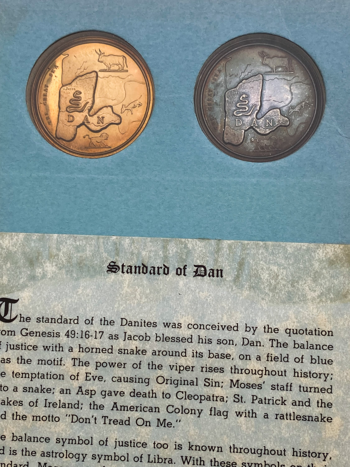 Israel - a pair of bronze and silver "Dan" medals, are in a fancy album with explanations in English - 1 0