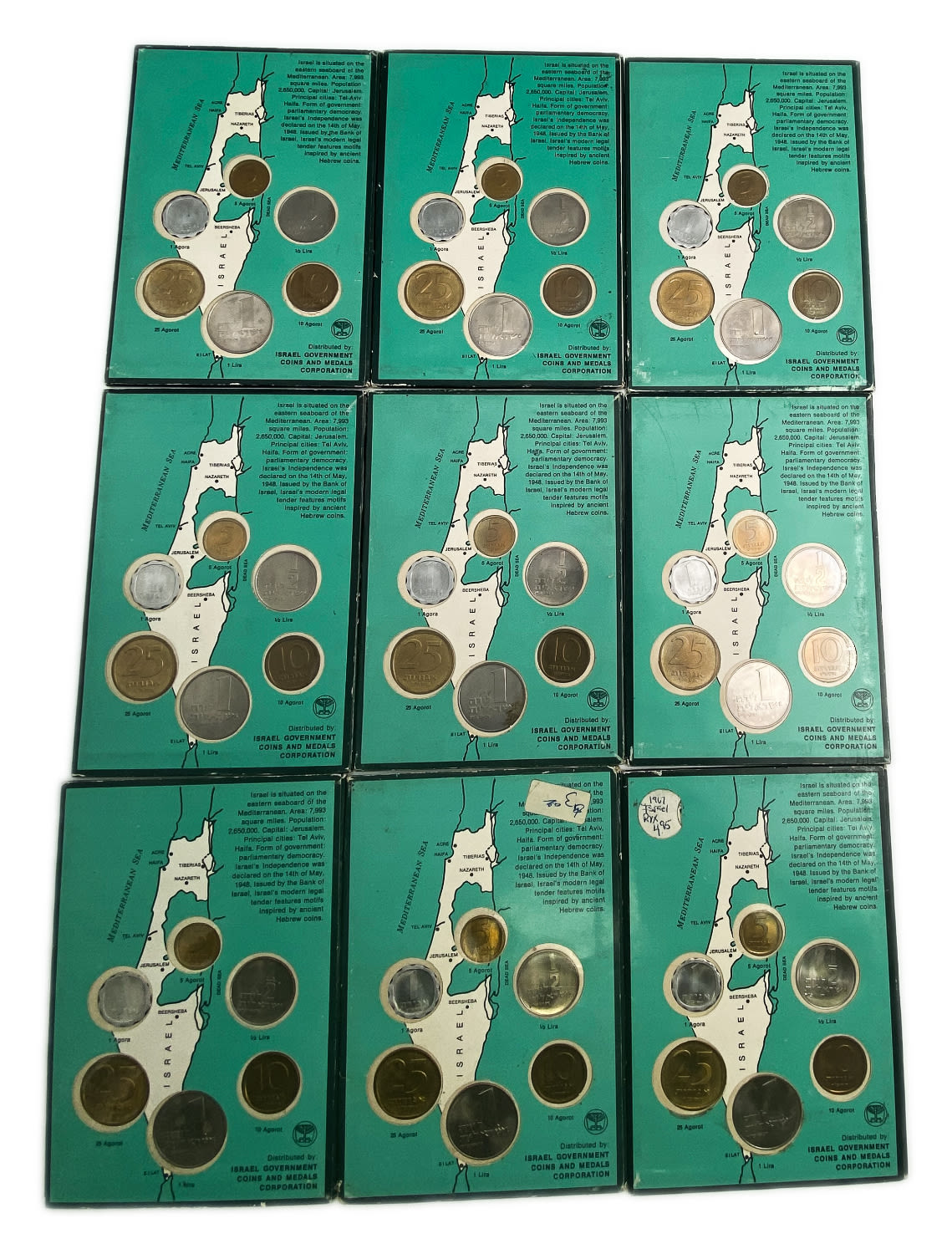 Israel - a collection of 15 sets of coins from the year 1967 - the lira series - 1 2