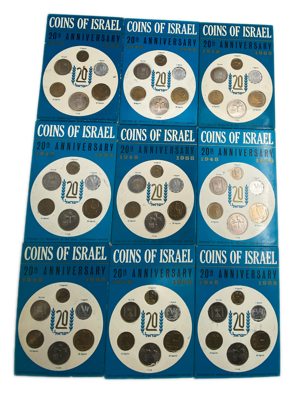 Israel - a collection of 9 sets of coins from the year 1968 - the lira series - 1 0