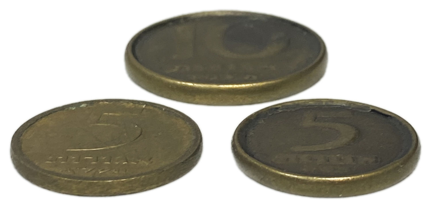 Israel - Group of 3 coins 5 and 10 Agoras 1960, 1966, 1973 - minting errors, strong minting - 1 1