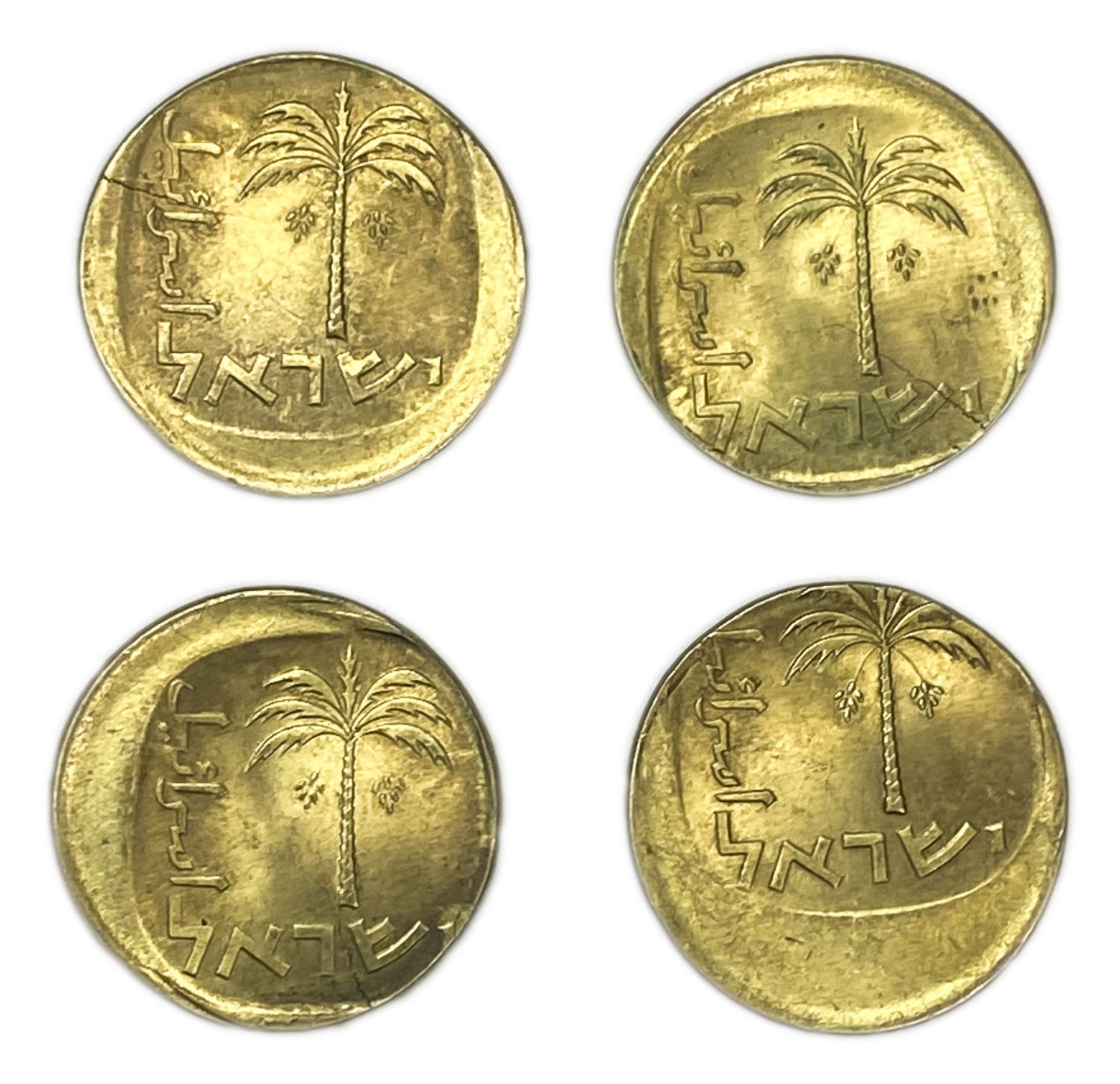 Israel - Lot of 4 coins 10 Agorot 1975, 1976 - Minting Error - Off-Center
On January 1, 1960, the ... - 1 1