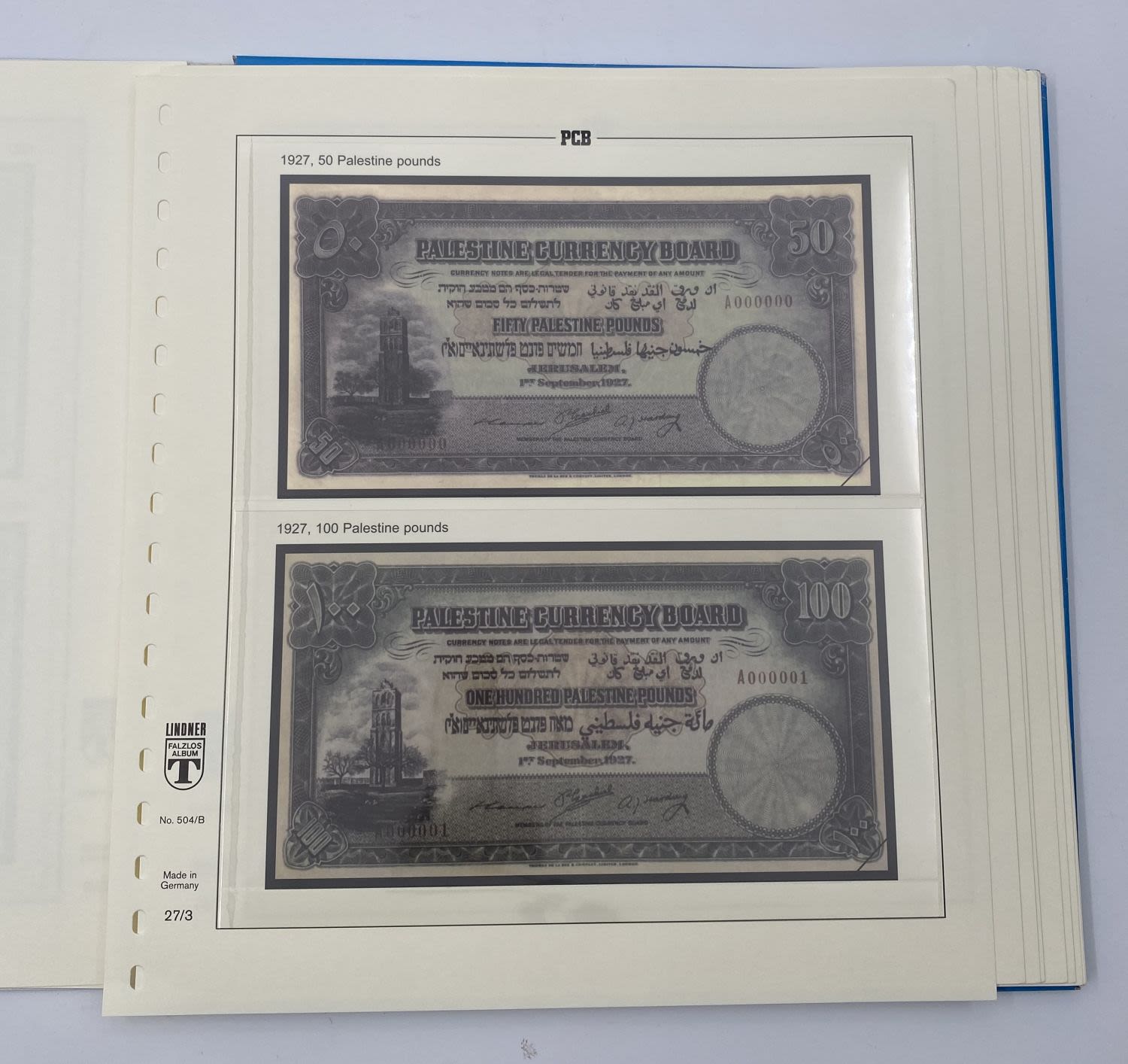 Album - For Collecting Palestine Banknotes (British Mandate in Israel) 1927-1948 - Made in Germany, Linder - ... - 1 5