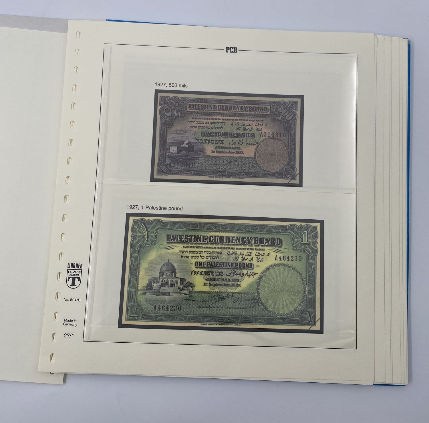 Album - For Collecting Palestine Banknotes (British Mandate in Israel) 1927-1948 - Made in Germany, Linder - ... - 1 3