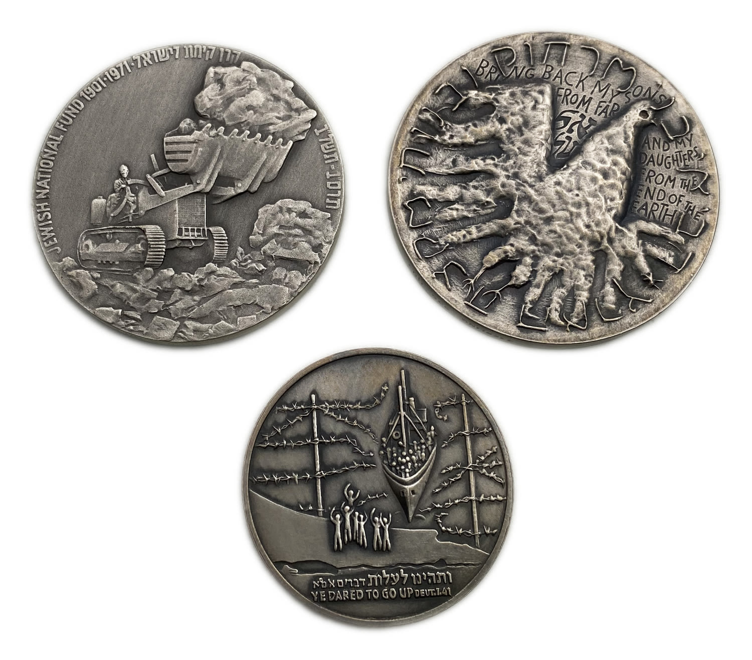 Israel - a collection of 3 different silver medals of the government company for coins and medals - silvertotal ... - 1 1