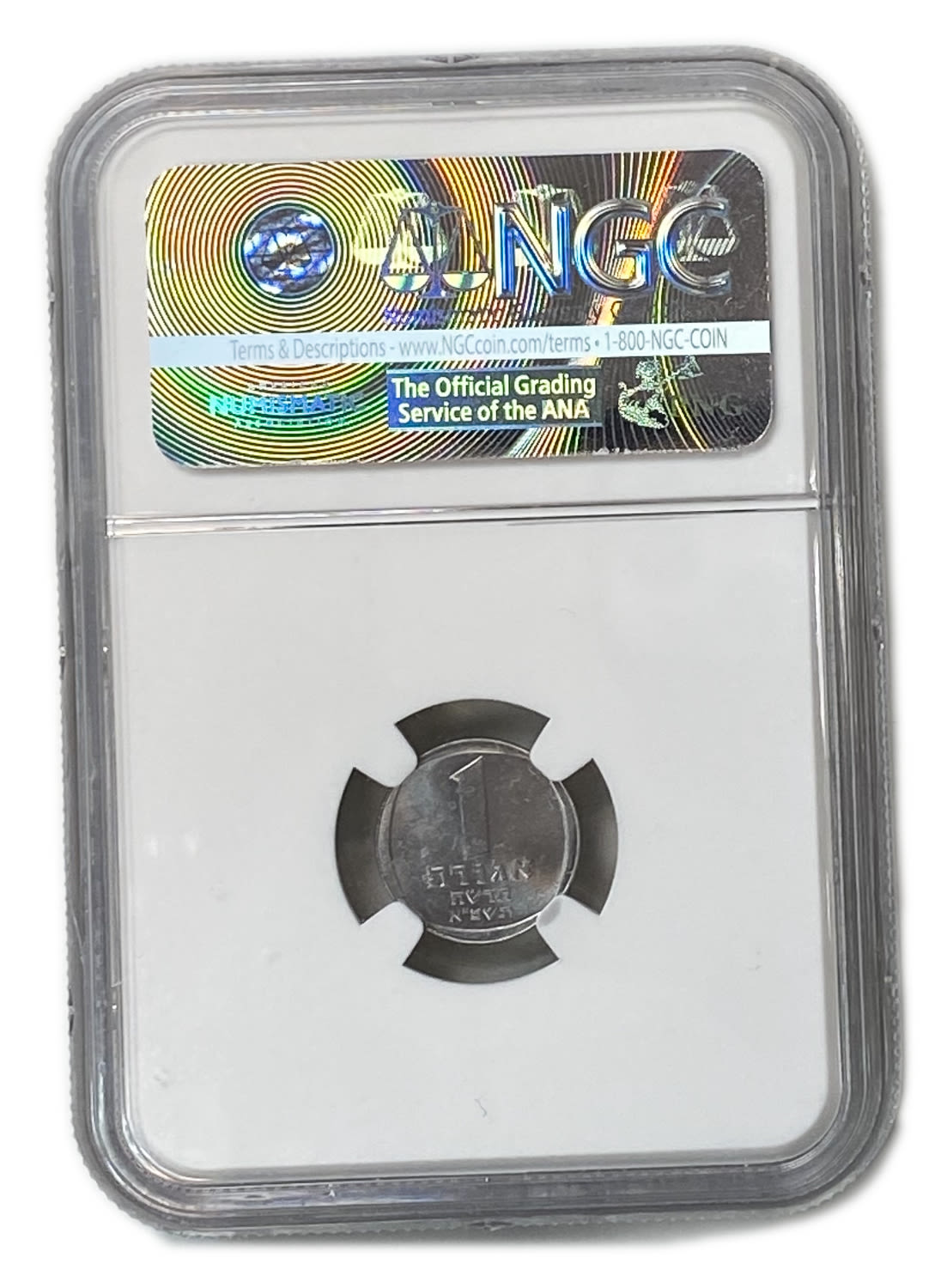 Israel - 1 Agora 1981 - NGC MS 64
Obverse:Palm tree; "Israel" in Hebrew and Arabic. ... - 1 3