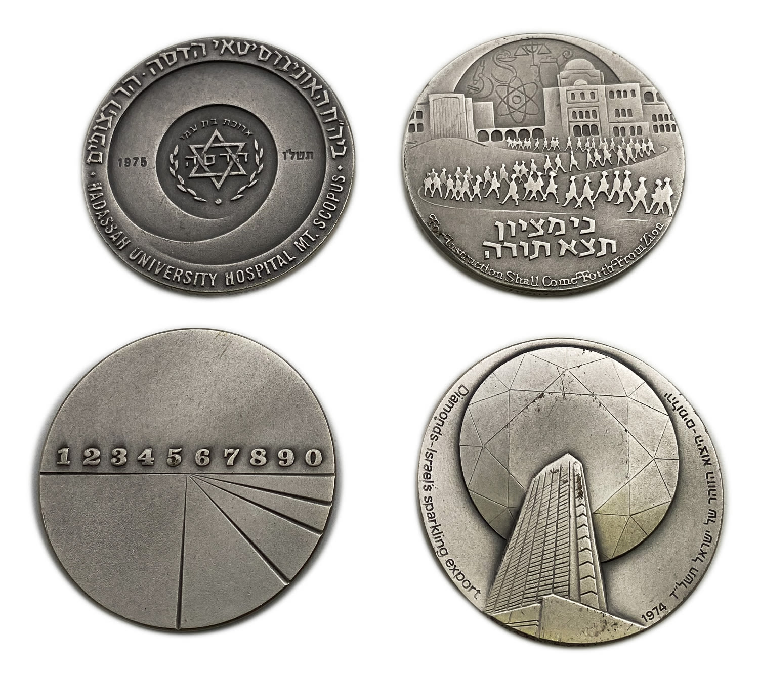 Israel - a collection of 4 different silver medals of the government company for coins and medals - silver - 1 0