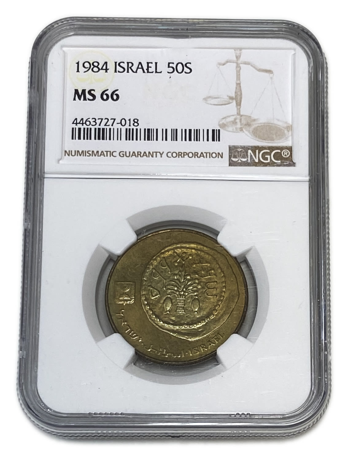 Israel - 50 Shekels 1984 - NGC MS 66
Obverse:Replica of a coin from the fourth year of the war of ... - 1 2