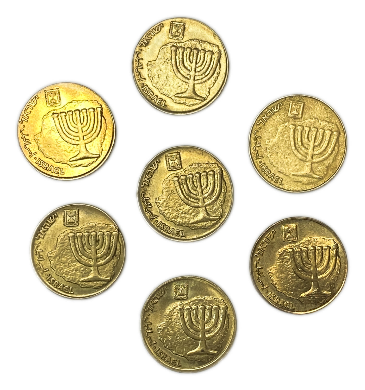 Israel - Lot of 7 coins of 10 Agorot - Mint Error, very thin coins - Different years and ... - 1 1