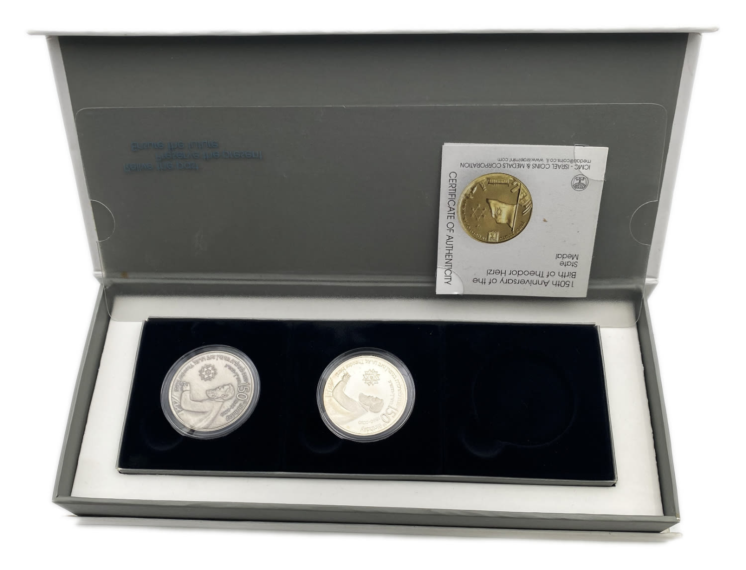 Israel - pair of medals 150th anniversary of the birth of Herzl 2010 - silver and copper nickel
"If ... - 1 3