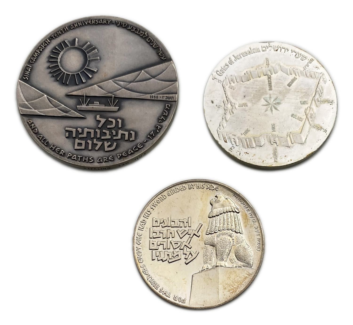 Israel - a collection of 3 different silver medals of the government company for coins and medals - silver, total ... - 1 1