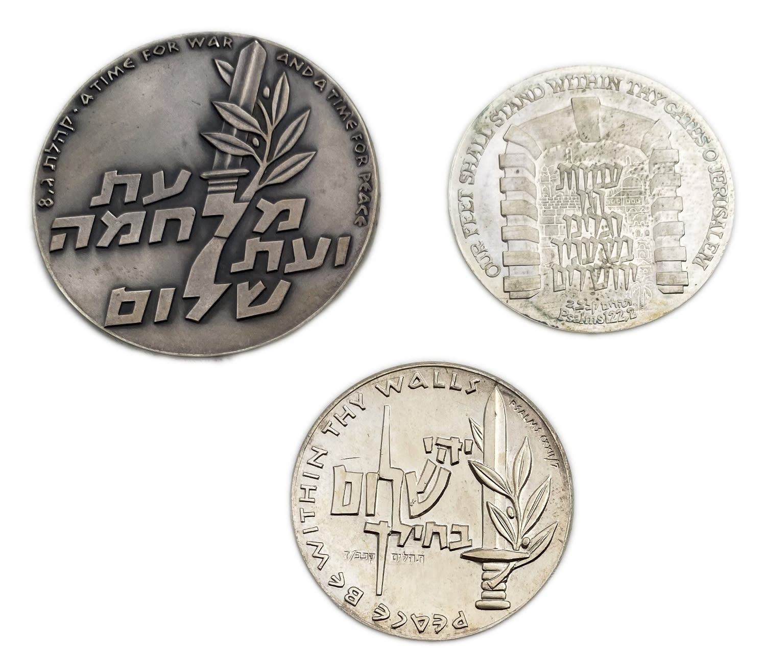 Israel - a collection of 3 different silver medals of the government company for coins and medals - silver, total ... - 1 0