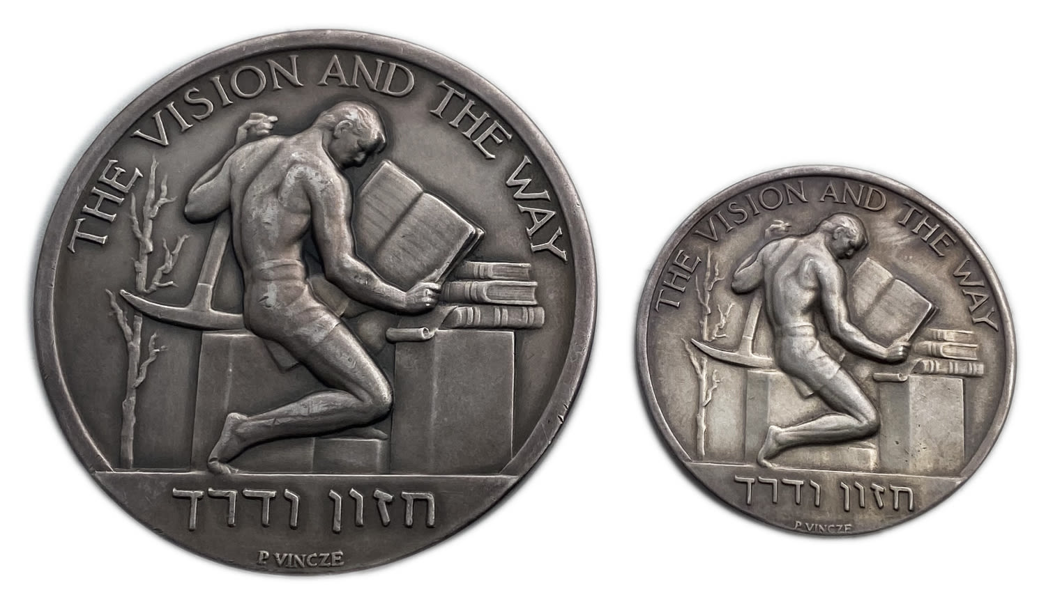 Israel - a pair of David Ben Gurion medals, vision and way
Signed silver, weight 35.93 grams, 99.39 ... - 1 1