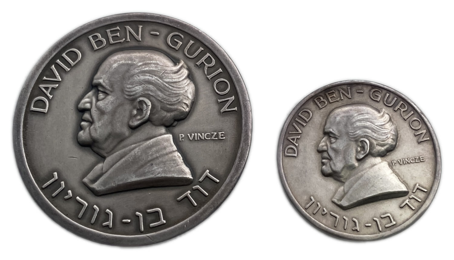 Israel - a pair of David Ben Gurion medals, vision and way
Signed silver, weight 35.93 grams, 99.39 ... - 1 0