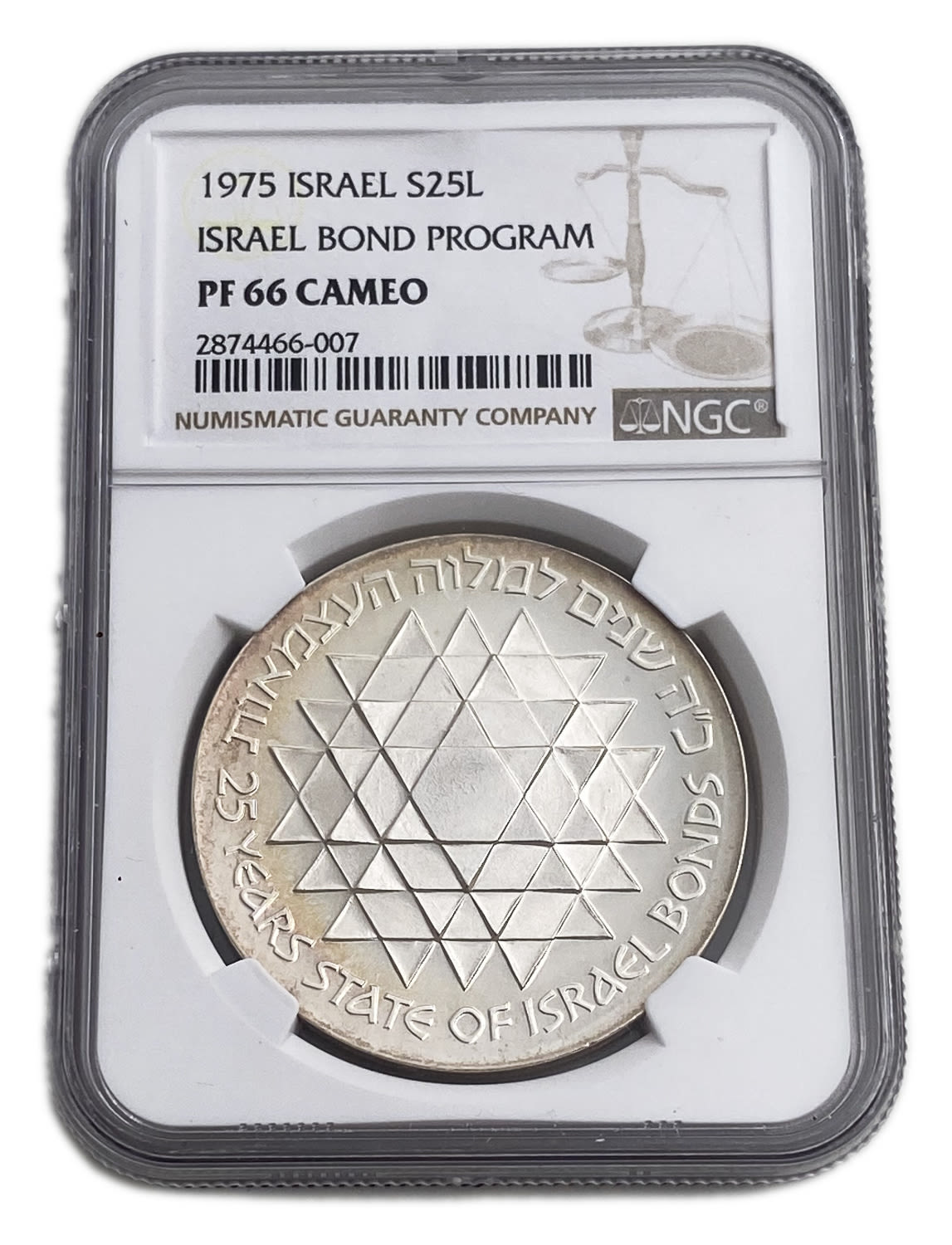Israel - 25 Lirot 1975 - NGC PF 66 CAMEO - State of Israel Bonds 5735-1975
Israel's 42th Anniversary ... - 1 2