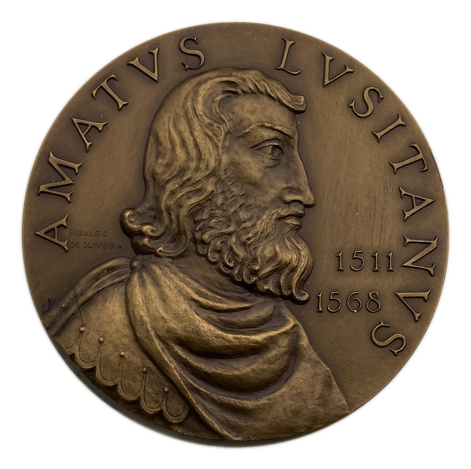 Judaica / Zionisim - Portuguese Jewish Physician Amatus Lustitanus Amatvs Lvstianvs Bronze medal - ... - 1 0