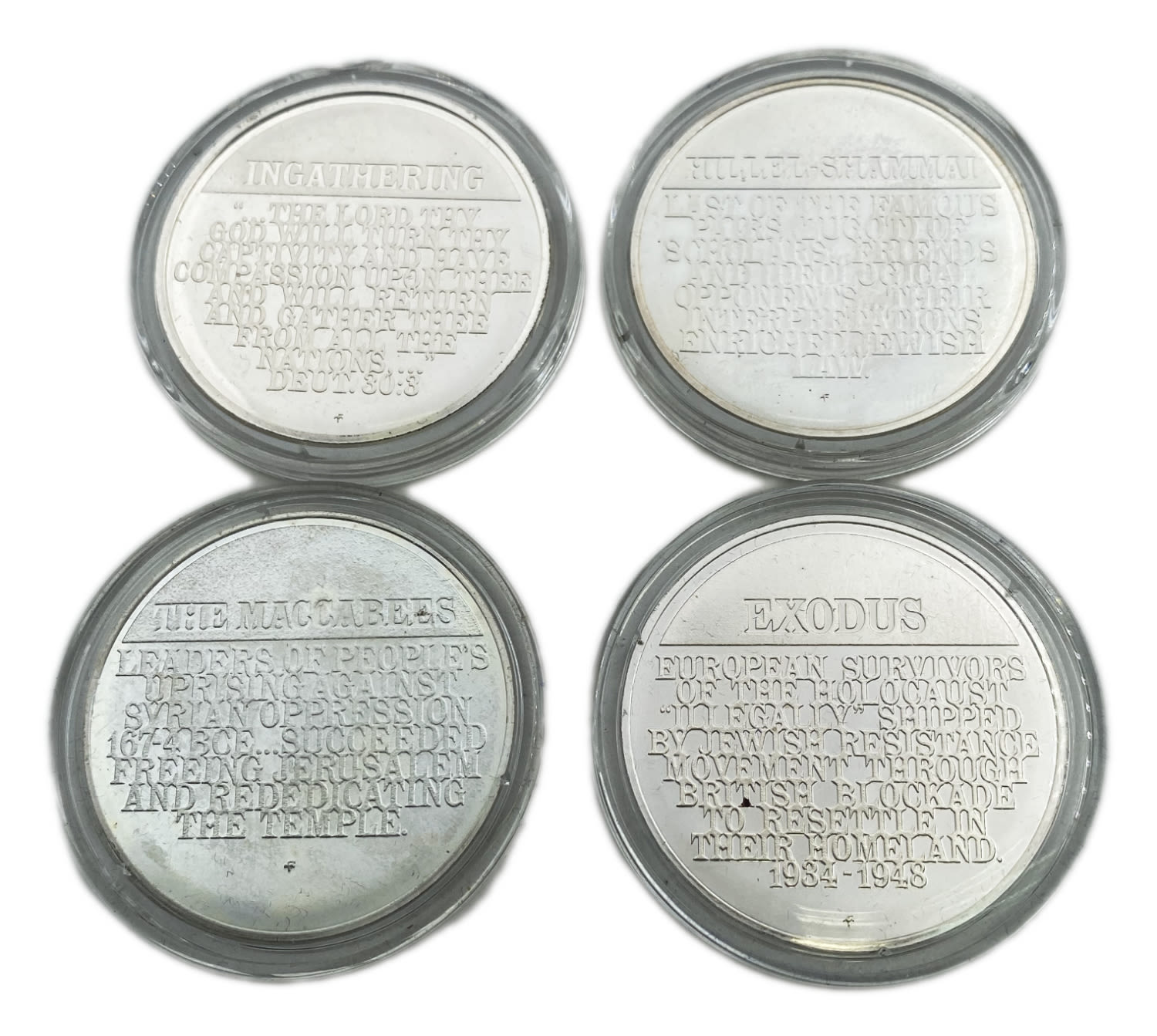 Judaica / Zionisim - Lot of 4 silver medals from the series of The medalic history of the Jewish people - ... - 1 1