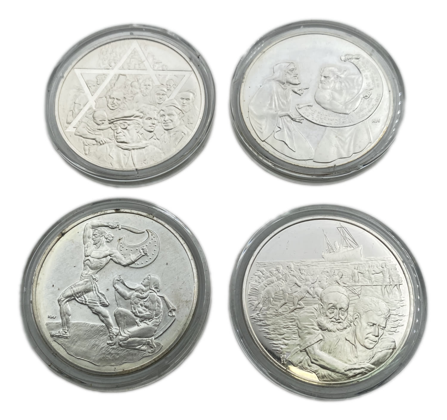 Judaica / Zionisim - Lot of 4 silver medals from the series of The medalic history of the Jewish people - ... - 1 0