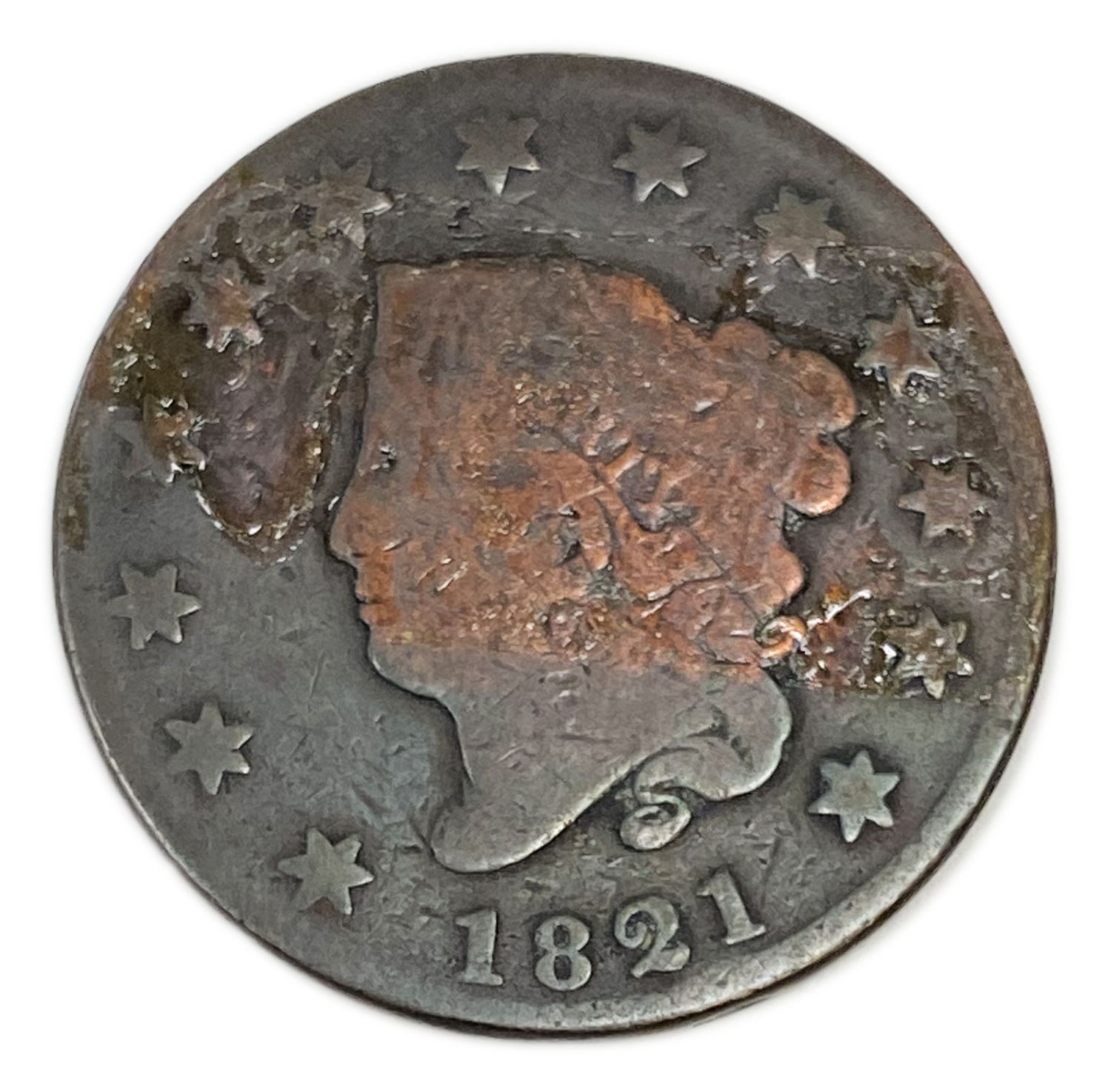 USA - 1 Cent 1821 - "Liberty Head / Matron Head" - F - 1 0