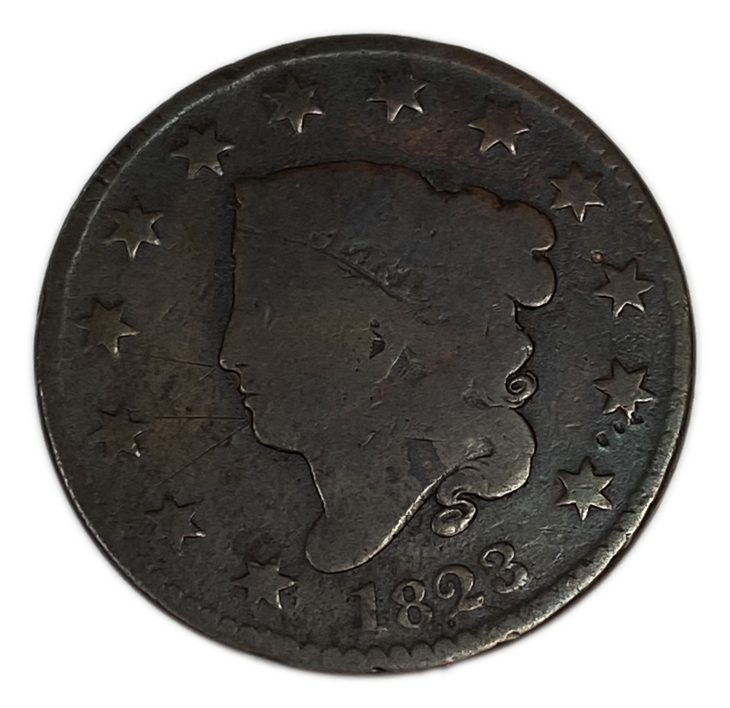 USA - 1 Cent 1823 - "Liberty Head / Matron Head" - F-VF - 1 0