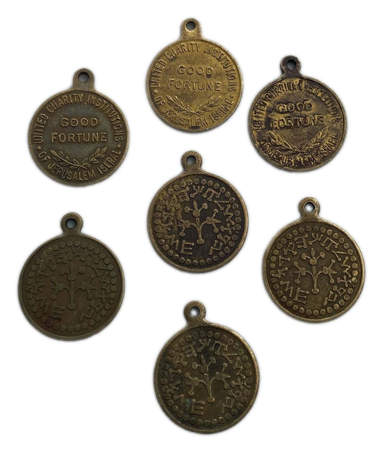 Judaica / Zionism - 7 lucky tokens of Yeshivas - Charity
A variety of pendants / tokens for keeping ... - 1 1