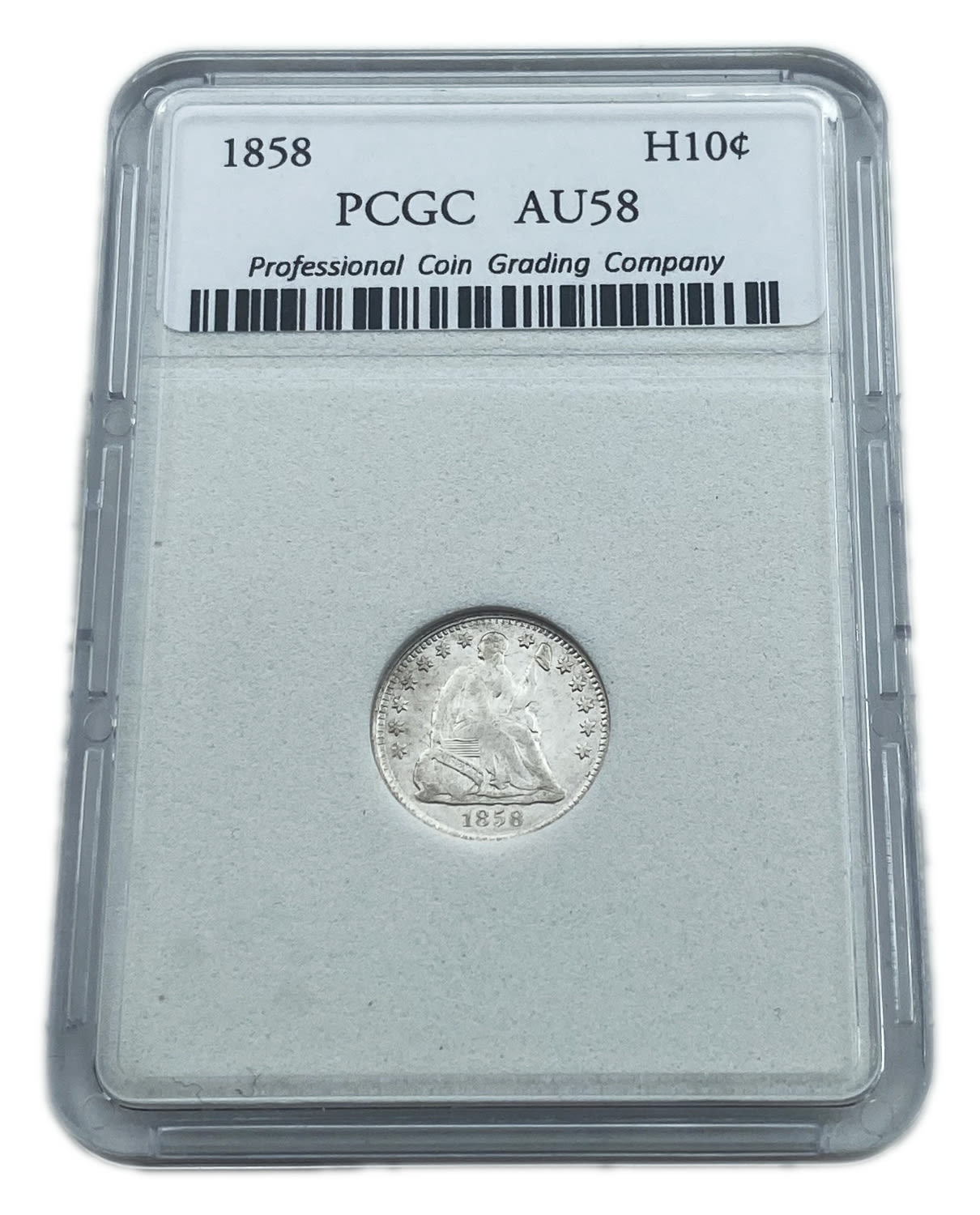 USA - 10 Cents 1858 - AU
Obverse: Seated Liberty looking right above her shoulder, with a cap on a ... - 1 2