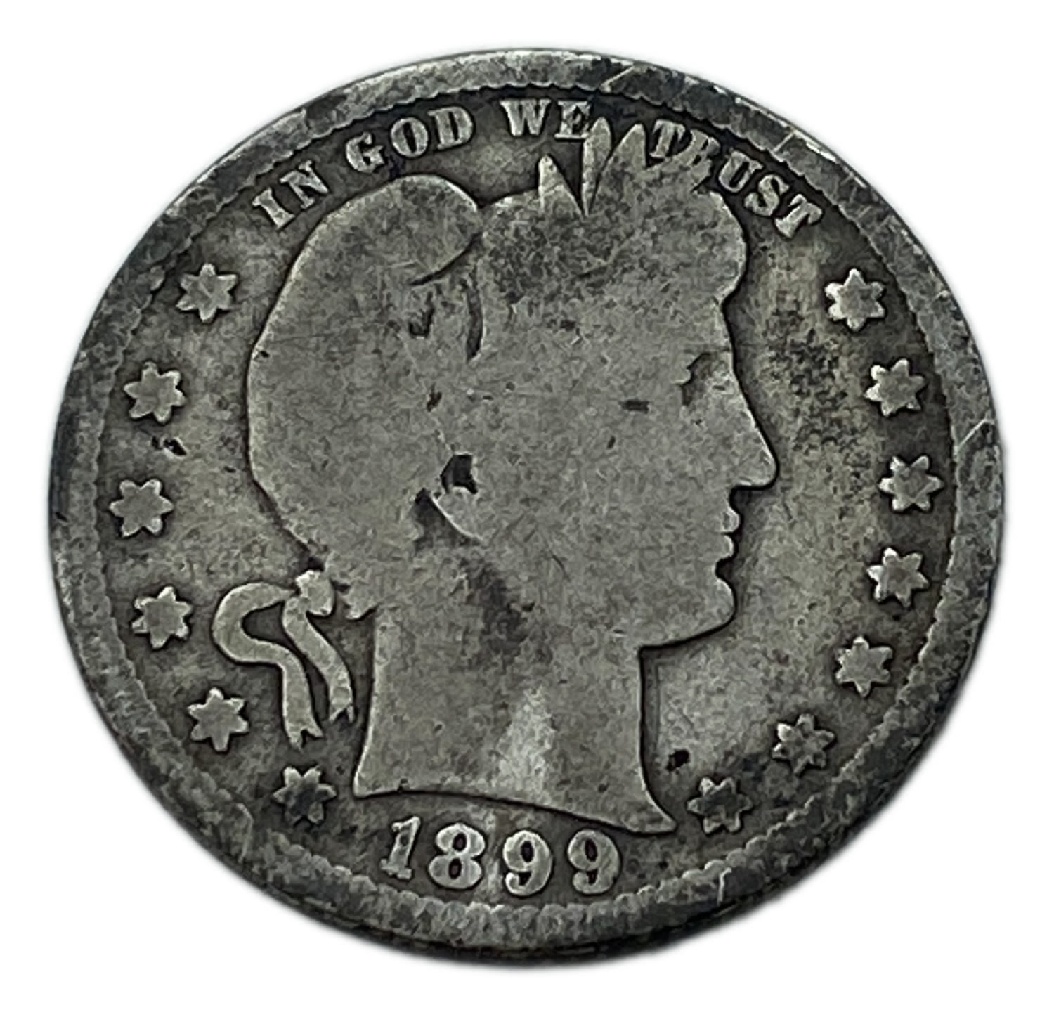 USA - 25 Cents 1899 S - "Barber Quarter" - VF
Obverse: The bust of Miss Liberty right with the ... - 1 0