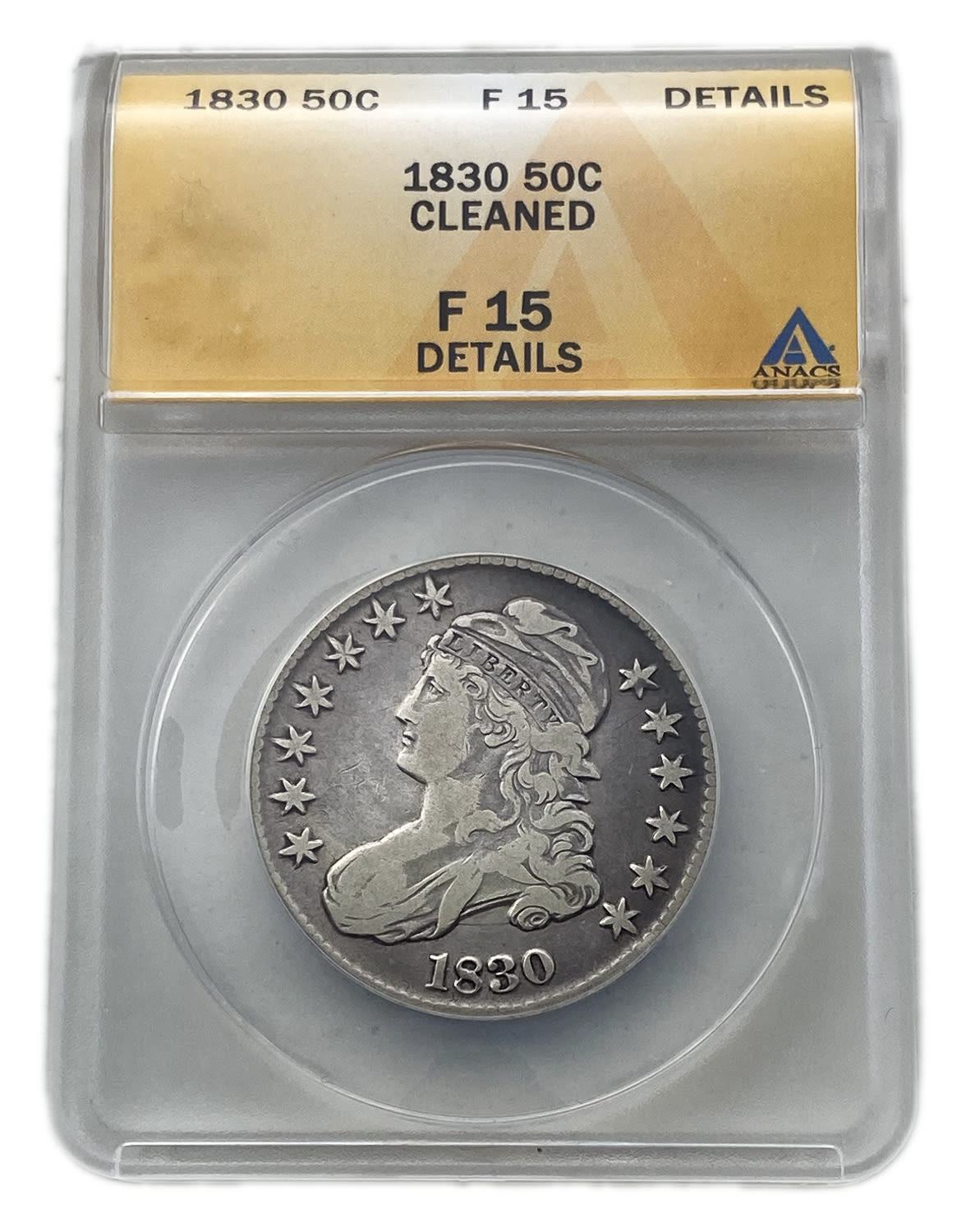 USA - 50 Cents 1830 - ANACS F 15
Obverse: The bust of Liberty, facing left wearing a cap, which is ... - 1 2
