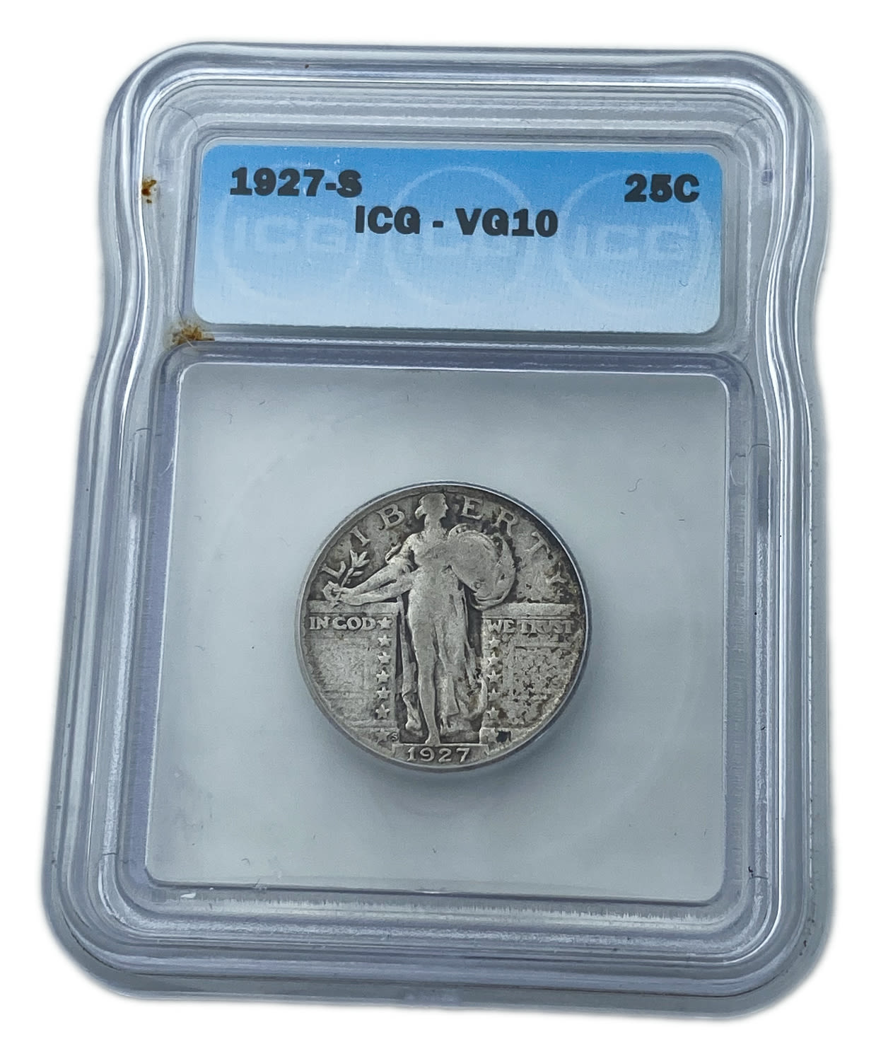 USA - 25 Cents 1927 S - "Standing Liberty Quarter" - ICQ 10
Obverse: Standing Liberty, looking over ... - 1 2