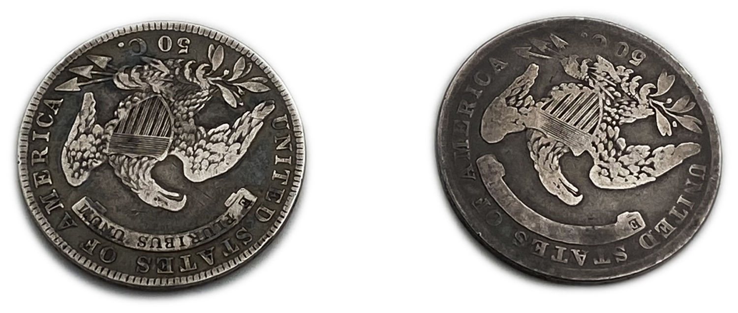 USA - Pair of 2 coins of 50 Cents 1834, 1836 - F
Obverse: The bust of Liberty, facing left wearing ... - 1 1