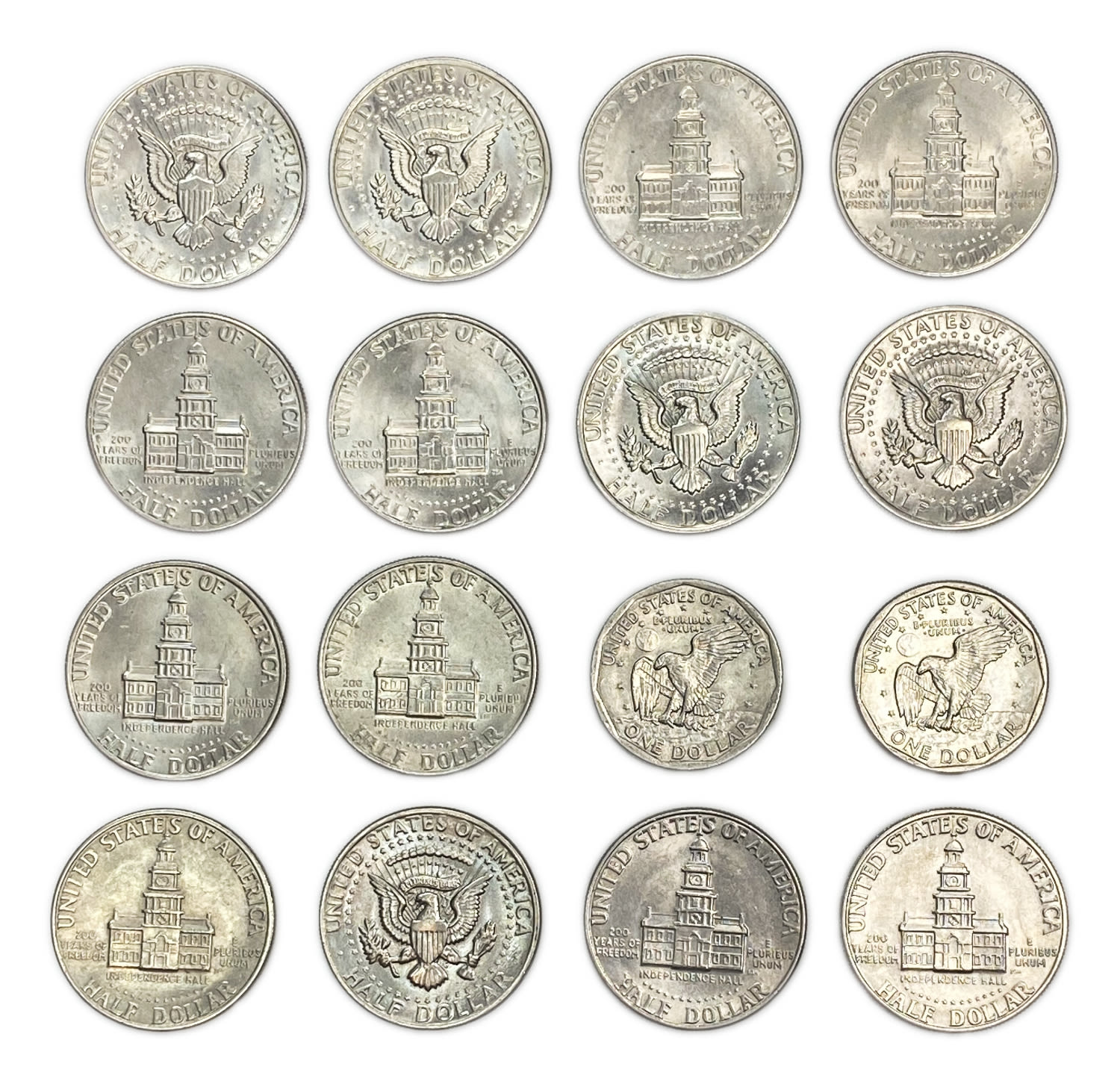 USA - Group of 30 1/2 and 1 dollar coins - 1970's - Copper-Nickel - 1 2