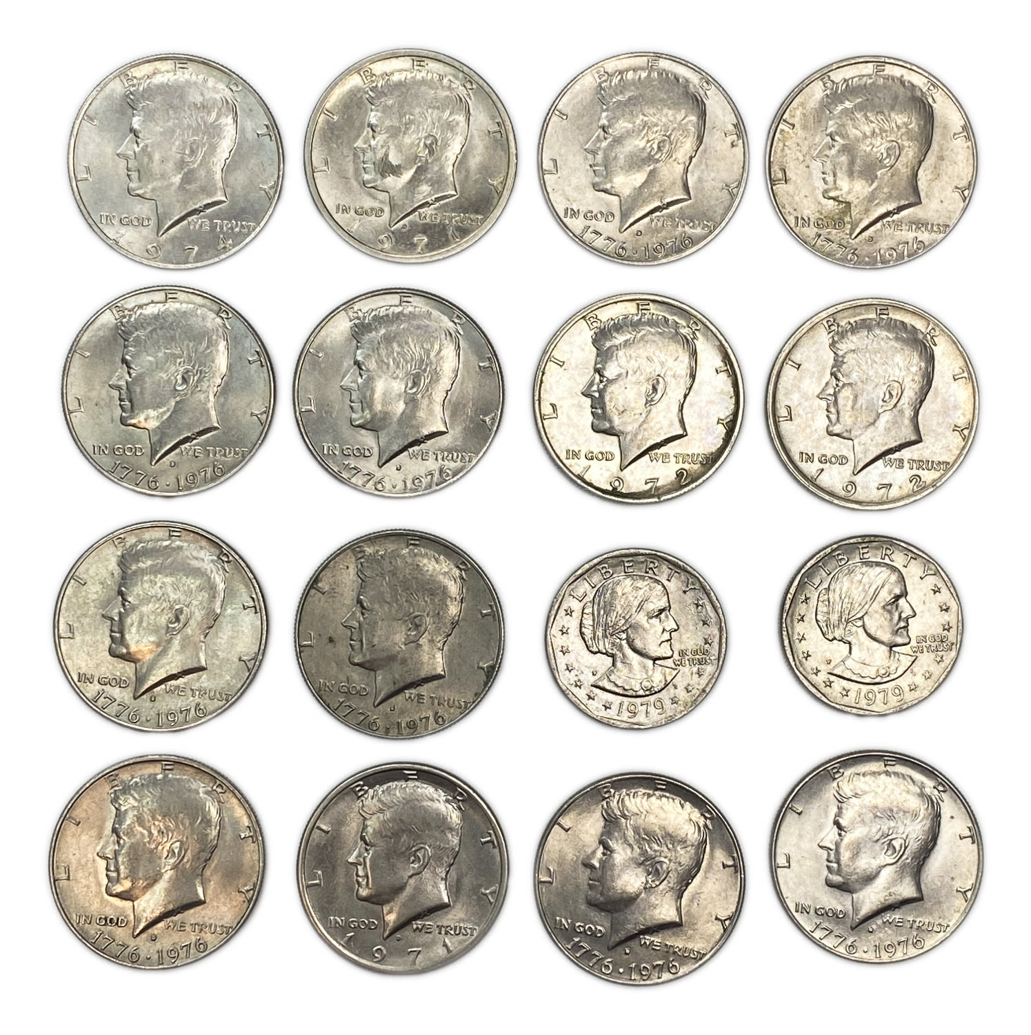 USA - Group of 30 1/2 and 1 dollar coins - 1970's - Copper-Nickel - 1 1