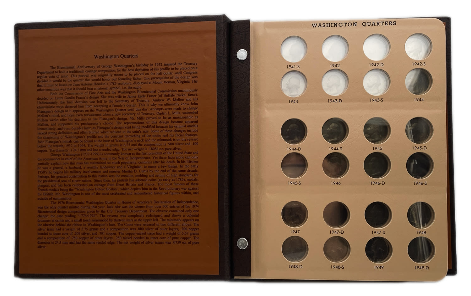 USA - 73 coins of 25 cent 1932-1998 - Are in an album of the Dansco company - Almost all coins are in UNC condition - 1 6