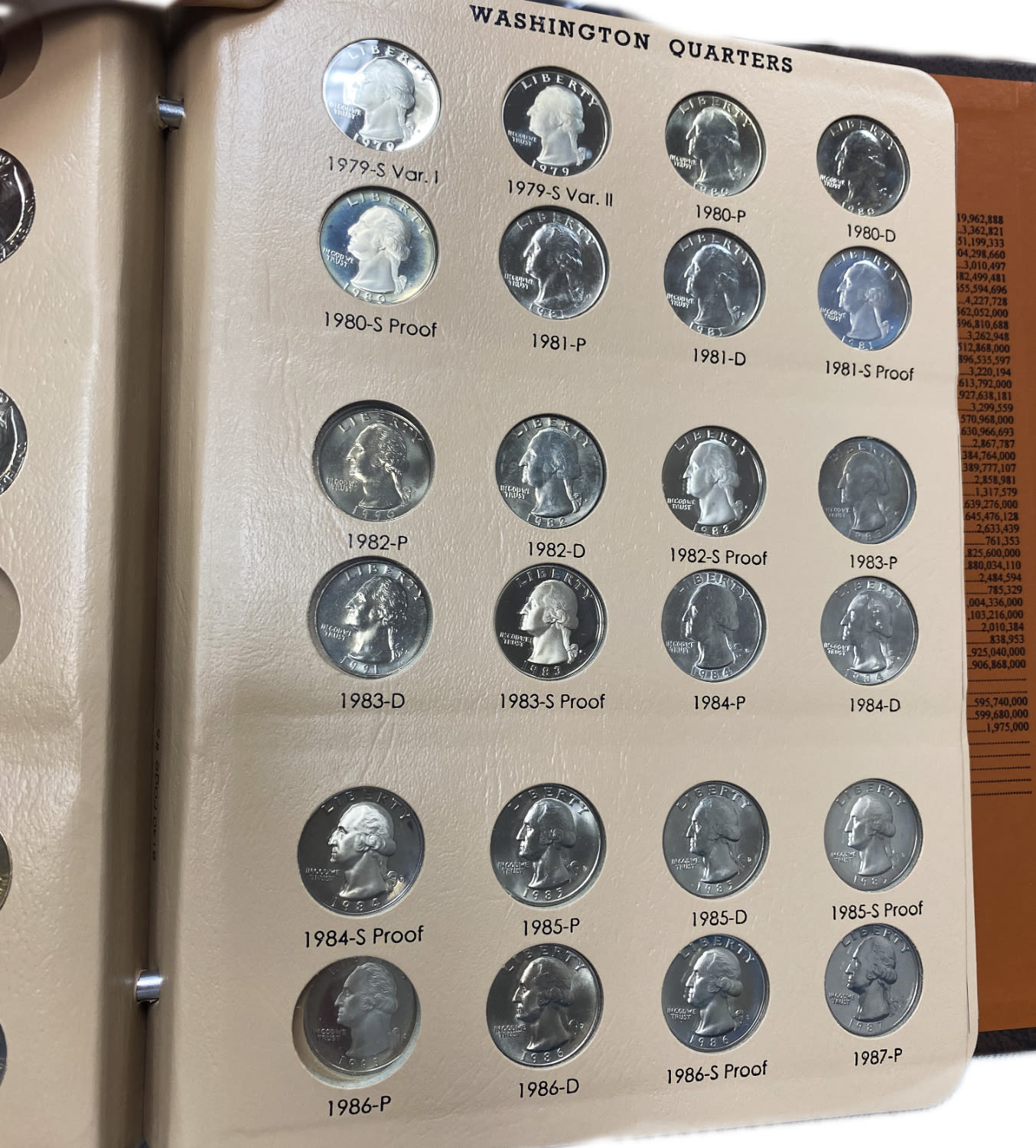 USA - 73 coins of 25 cent 1932-1998 - Are in an album of the Dansco company - Almost all coins are in UNC condition - 1 11