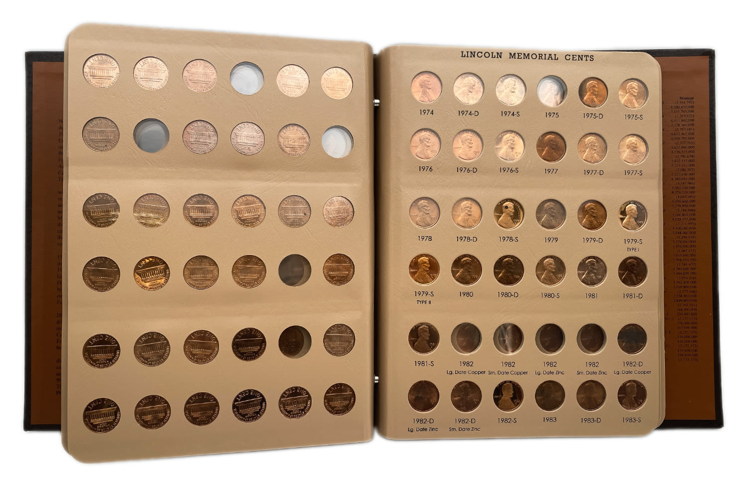 USA - 154 coins 1 cent 1909-2009 - Are in an album of the Dansco company - Almost all coins are in UNC condition - 1 9