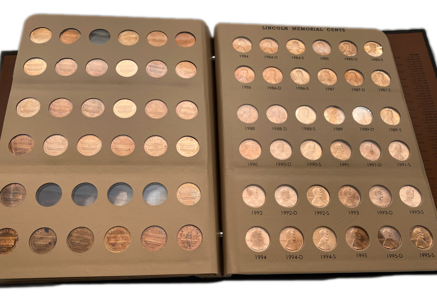 USA - 154 coins 1 cent 1909-2009 - Are in an album of the Dansco company - Almost all coins are in UNC condition - 1 10