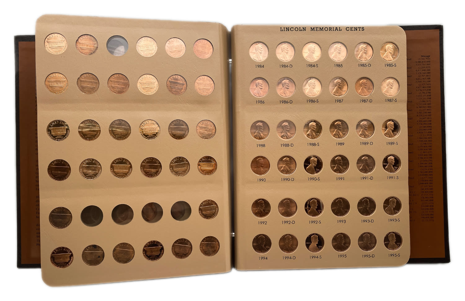 USA - 154 coins 1 cent 1909-2009 - Are in an album of the Dansco company - Almost all coins are in UNC condition - 1 11