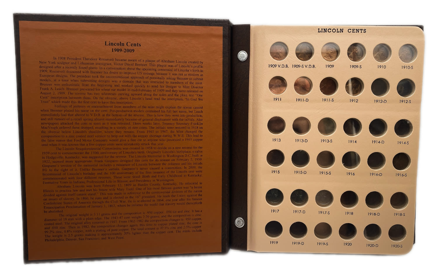 USA - 154 coins 1 cent 1909-2009 - Are in an album of the Dansco company - Almost all coins are in UNC condition - 1 4