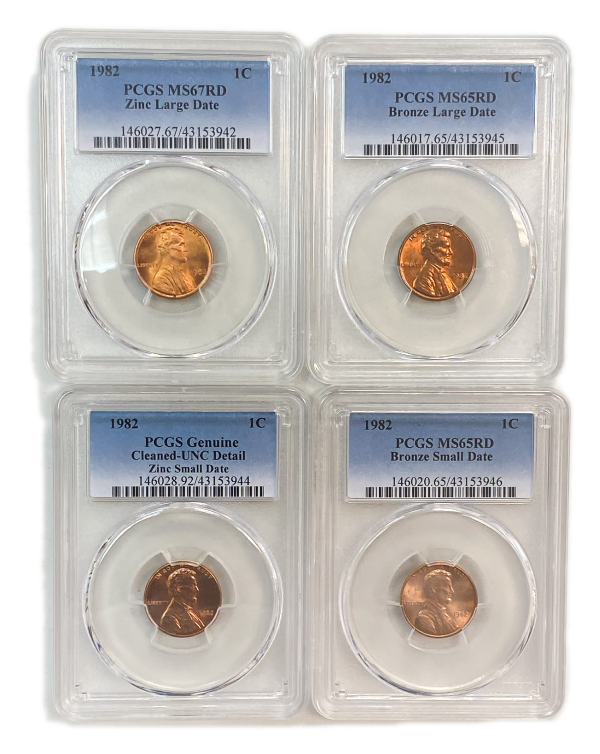 USA - Lot of 4 coins 1 cent coins from the year 1982 - different types
1 Cent 1982 - PCGS MS ... - 1 0