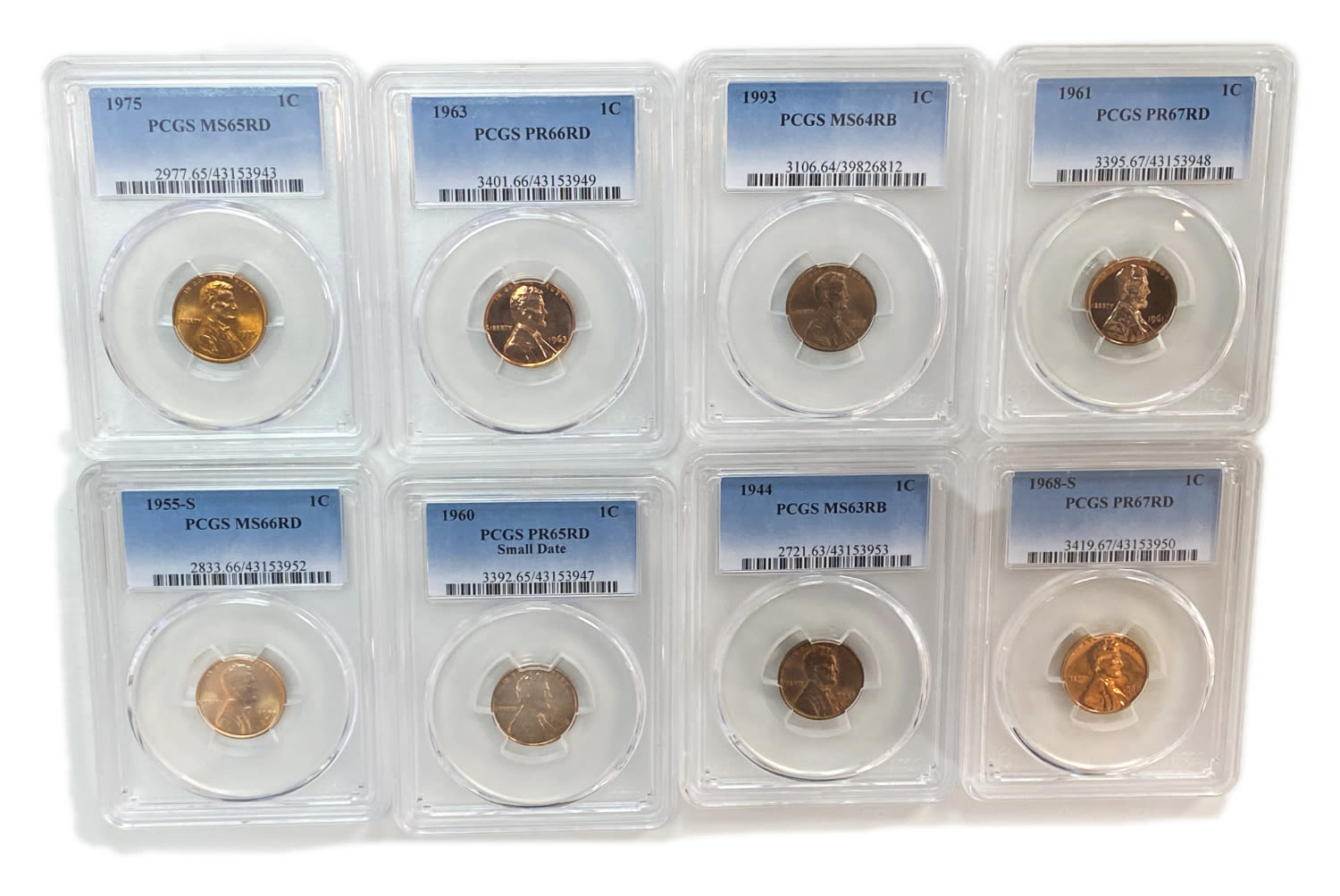 USA - Lot of 8 coins of 1 Cent - Different years
1 Cent 1975 - PCGS MS 65 RD
1 Cent 1963 - ... - 1 0